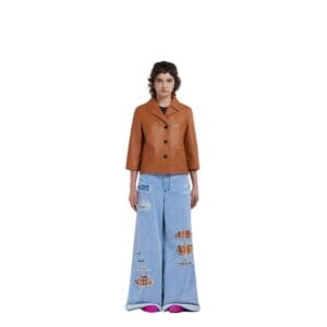MARNI BROWN NAPPA LEATHER JACKET