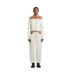 MARNI ECRU ORGANIC DENIM TRUCKER JACKET WITH CONTRAST YOKE