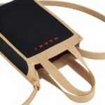 MARNI BLACK AND BEIGE JACQUARD MINI SHOULDER BAG