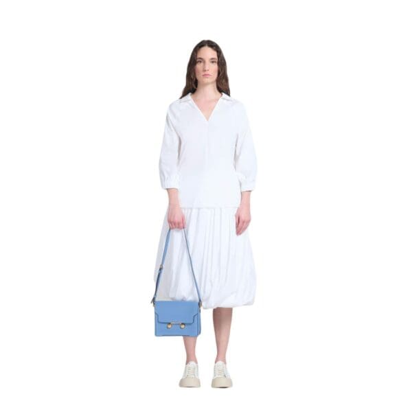 MARNI BLUE LEATHER TRUNKAROO MEDIUM SHOULDER BAG