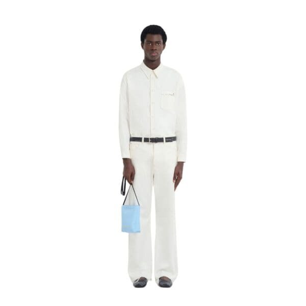 MARNI LIGHT BLUE CROSSBODY BAG WITH SHOELACE STRAP