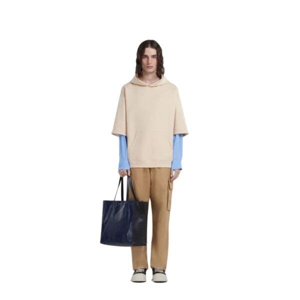 MARNI MUSEO SOFT BAG IN BLUE AND BLACK LEATHER
