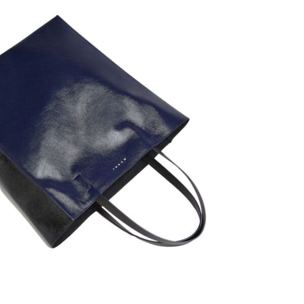 MARNI MUSEO SOFT LARGE BAG IN BLACK AND BLUE LEATHER