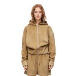 LOEWE DRAPED SUEDE HOODIE