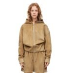 LOEWE DRAPED HOODIE IN SUEDE GOATSKIN
