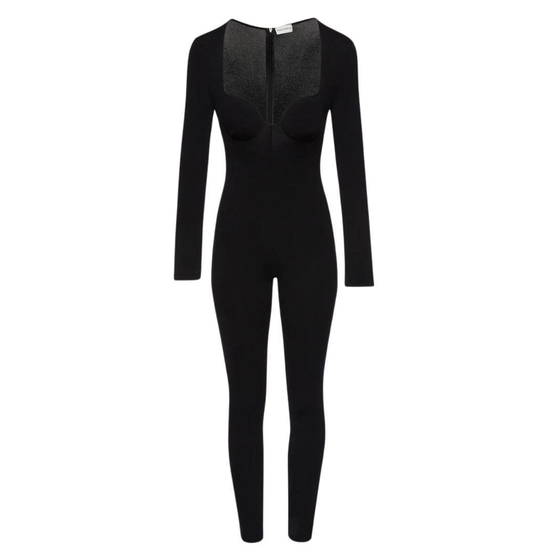 MAGDA BUTRYM SILK KNIT BUSTIER JUMPSUIT IN BLACK 1 MAGDA BUTRYM SILK KNIT BUSTIER JUMPSUIT IN BLACK