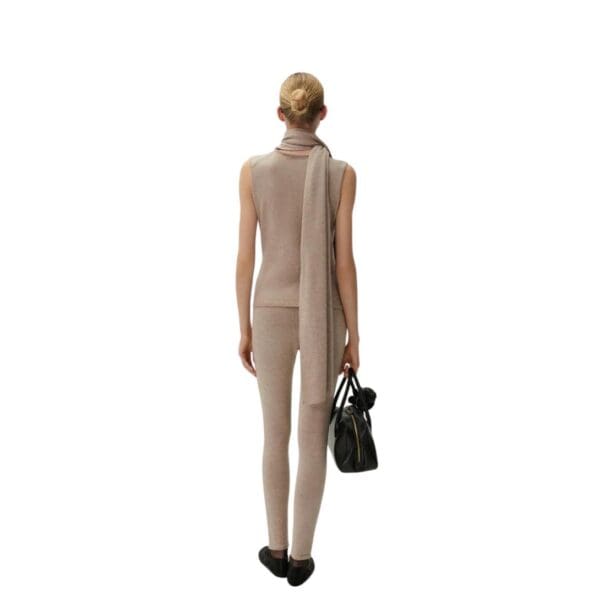 MAGDA BUTRYM SLEEVELESS HIGH NECK KNIT TOP IN BEIGE