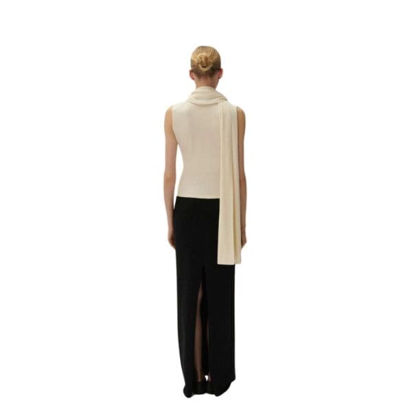MAGDA BUTRYM SLEEVELESS HIGH NECK KNIT TOP IN CREAM
