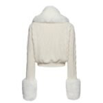 MAGDA BUTRYM FAUX FUR TRIM CABLE KNIT CARDIGAN IN CREAM