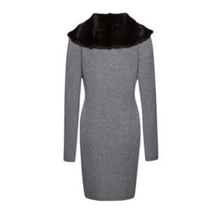 MAGDA BUTRYM FAUX FUR TRIM CASHMERE CARDIGAN IN LIGHT GREY