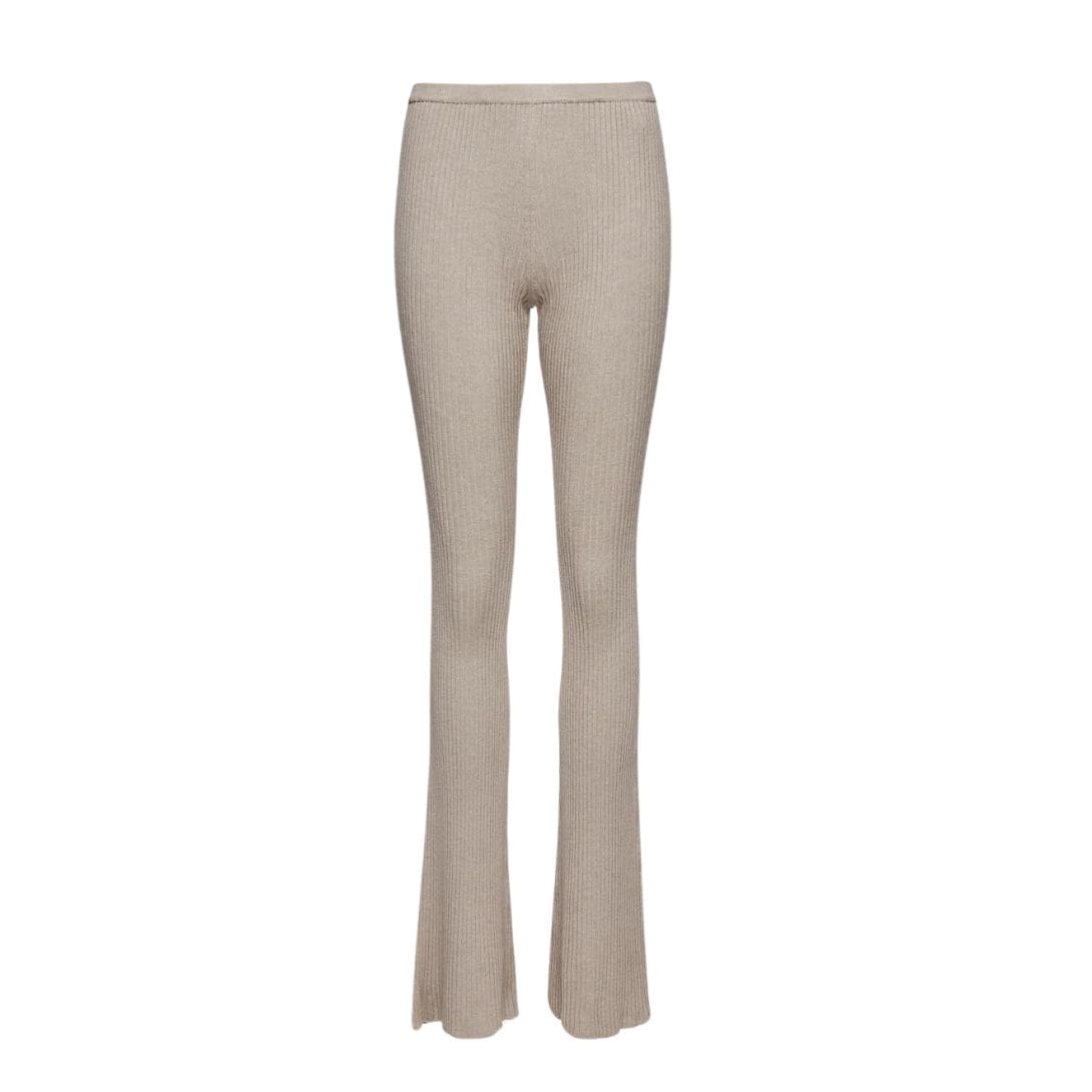 MAGDA BUTRYM RIBBED KNIT SILK LEGGINGS IN GREY