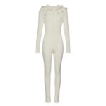 MAGDA BUTRYM ROSETTE CABLE KNIT SILK JUMPSUIT IN CREAM
