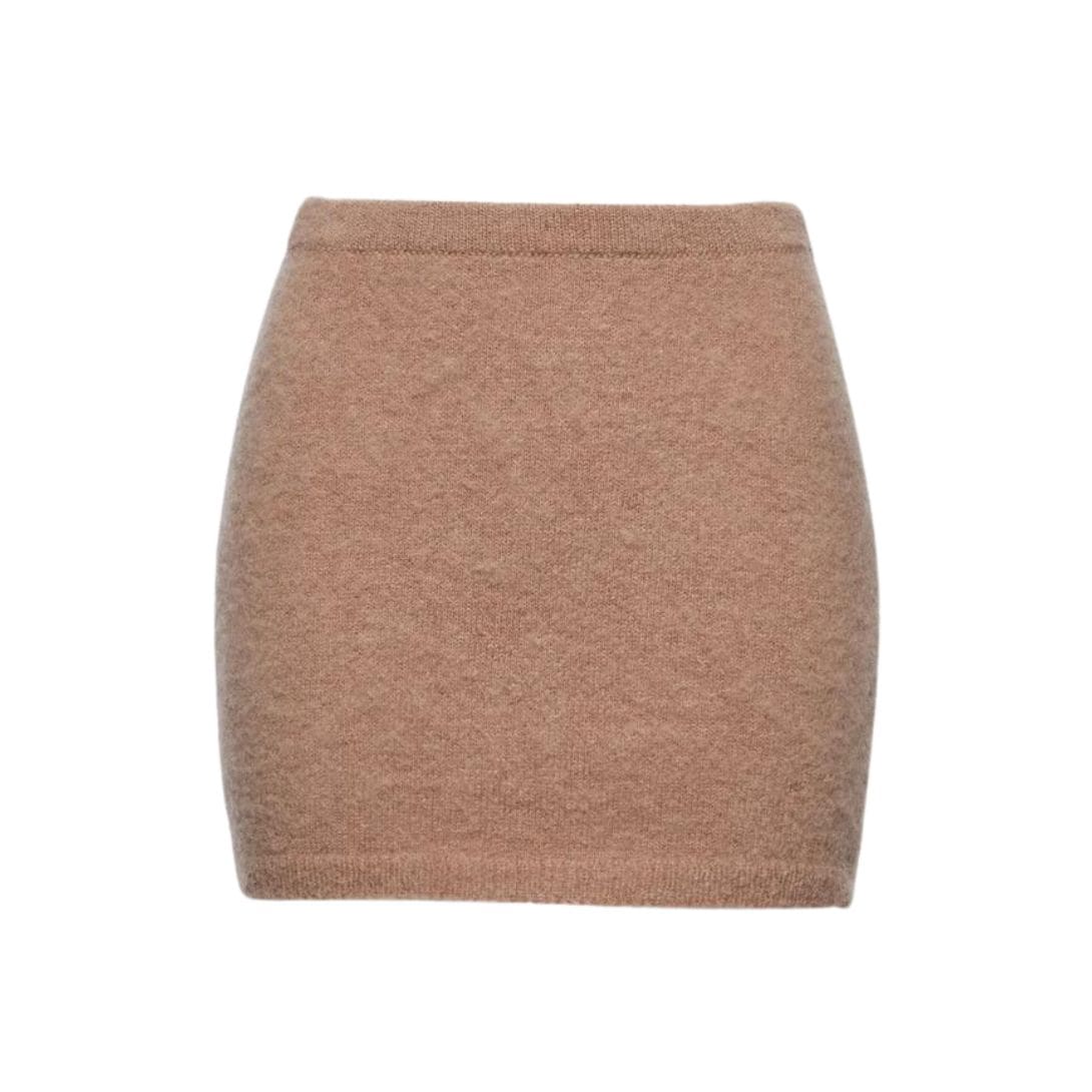 MAGDA BUTRYM MOHAIR MINI SKIRT IN CARAMEL