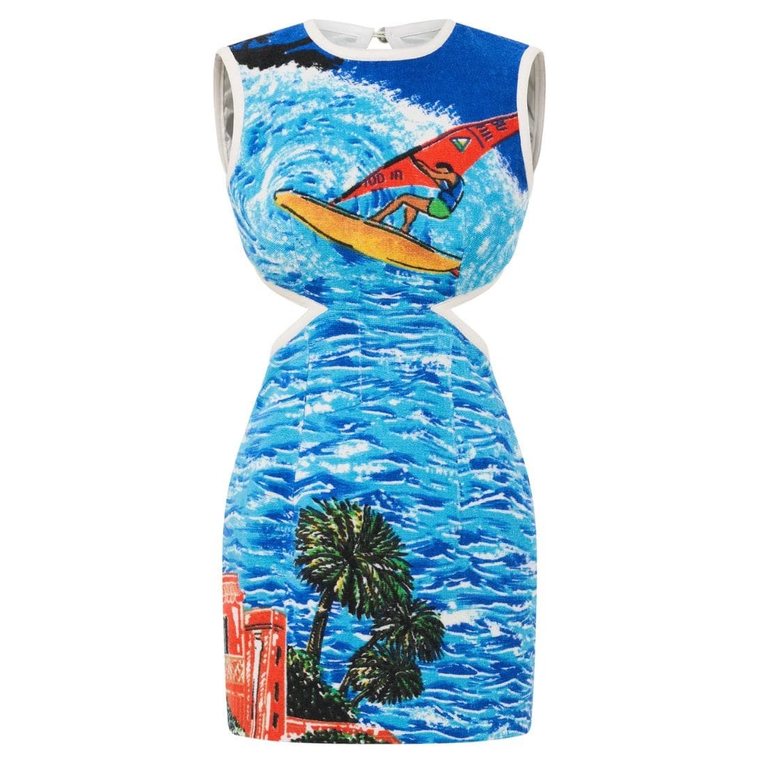 MARINE SERRE REGENERATED JACQUARD TOWEL MINI DRESS