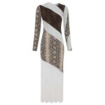 MARINE SERRE REGENERATED JERSEY AND LACE T SHIRT DRESS