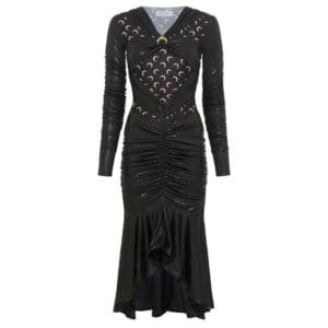 MARINE SERRE REGENERATED JERSEY DRAPED DRESS