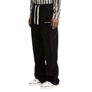 PALM ANGELS LOGO VELVET PANTS