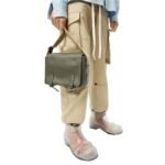 LOEWE XS MILITARY MESSENGER BAG IN SUPPLE SMOOTH CALFSKIN AND JACQUARD
