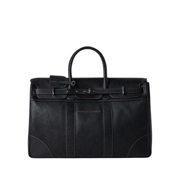 BRUNELLO CUCINELLI GRAINED CALFSKIN COUNTRY WEEKENDER BAG