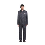 MARNI BLUE CHECKED WOOL AND COTTON OVERSHIRT
