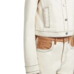 MARNI ECRU ORGANIC DENIM TRUCKER JACKET WITH CONTRAST YOKE