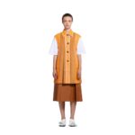 MARNI ORANGE SUEDE AND NAPPA PATCHWORK DRESS