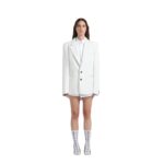 MARNI WHITE NAPPA LEATHER OVERSIZED BLAZER