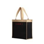 MARNI BLACK AND BEIGE JACQUARD SHOPPING BAG
