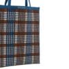 MARNI BLUE AND BROWN JACQUARD CHECK FLAT TOTE BAG