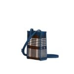 MARNI BLUE AND BROWN JACQUARD CHECK MINI SHOULDER BAG