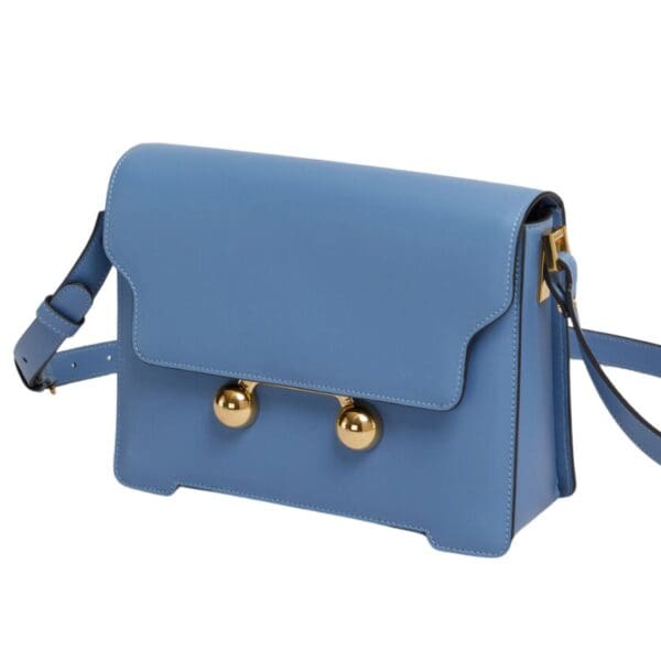 MARNI BLUE LEATHER TRUNKAROO MEDIUM SHOULDER BAG