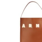 MARNI BROWN AND WHITE LEATHER MUSEO HOBO BAG WITH PATCHES