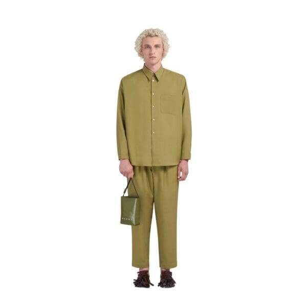 MARNI GREEN CROSSBODY BAG WITH SHOELACE STRAP