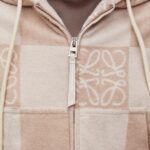 LOEWE CROPPED HOODIE IN JACQUARD COTTON TERRY