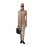 MAGDA BUTRYM SLEEVELESS HIGH NECK KNIT TOP IN BEIGE