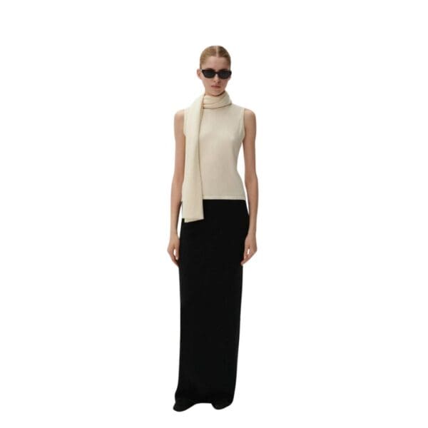 MAGDA BUTRYM SLEEVELESS HIGH NECK KNIT TOP IN CREAM