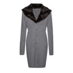 MAGDA BUTRYM FAUX FUR TRIM CASHMERE CARDIGAN IN LIGHT GREY