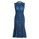 MARINE SERRE REGENERATED DENIM EVENING DRESS
