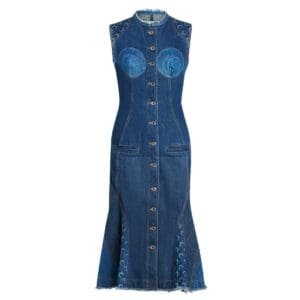 MARINE SERRE REGENERATED DENIM EVENING DRESS