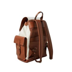 BRUNELLO CUCINELLI COTTON AND LINEN CAVALRY AND CALFSKIN CITY BACKPACK