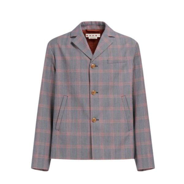 MARNI ORANGE CHECKED TECH WOOL BLAZER9