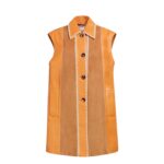 MARNI ORANGE SUEDE AND NAPPA PATCHWORK DRESS