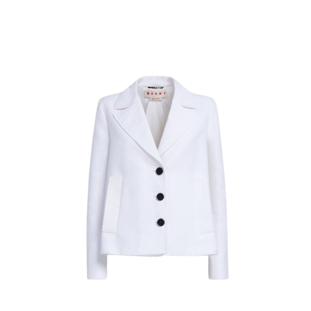 MARNI WHITE A LINE CADY JACKET WITH BACK PLEAT