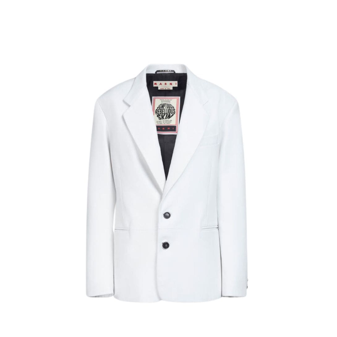 MARNI WHITE NAPPA LEATHER OVERSIZED BLAZER