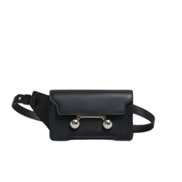 MARNI BLACK LEATHER TRUNKAROO CROSSBODY BAG
