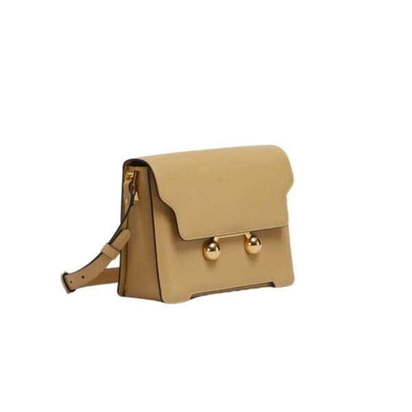 MARNI CAMEL LEATHER TRUNKAROO MEDIUM SHOULDER BAG