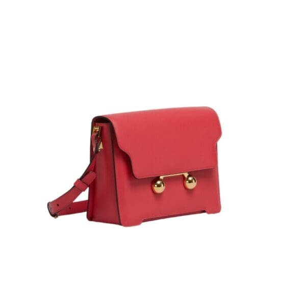 MARNI RED LEATHER TRUNKAROO MEDIUM SHOULDER BAG