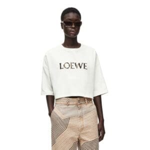LOEWE CROPPED T SHIRT IN COTTON BLEND