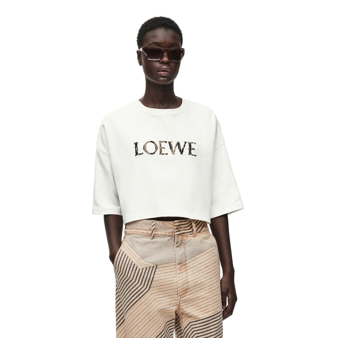 LOEWE CROPPED T SHIRT IN COTTON BLEND