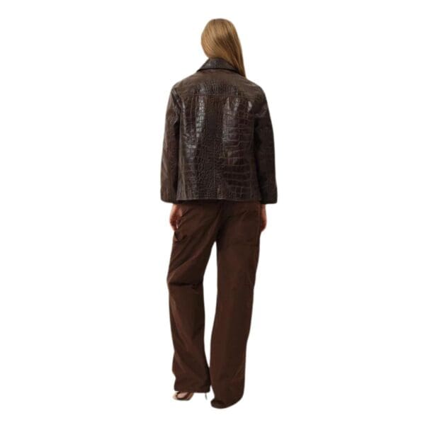 SAKS POTTS SARAH JACKET BROWN CROCO